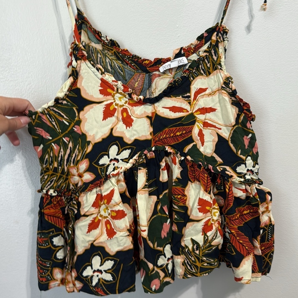 Patrons of Peace Floral Cropped Peplum Top Size Large - Picture 2 of 5